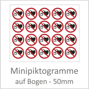 "P007 Kein Zutritt f. Personen mit Herzschrittmachern/Defibrillatoren" 50mm Durchmesser á 10 Stück